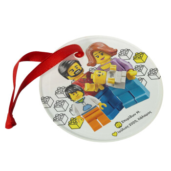Τύπου Lego family, Χριστουγεννιάτικο στολίδι γυάλινο 9cm