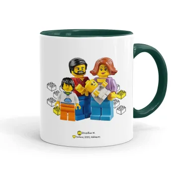 Τύπου Lego family, Mug colored green, ceramic, 330ml