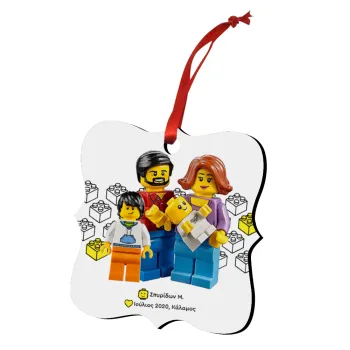 Τύπου Lego family, Christmas ornament polygon wooden 7.5cm