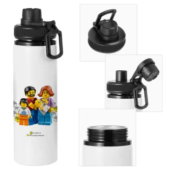 Τύπου Lego family, Metal water bottle with safety cap, aluminum 850ml