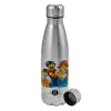 Metallic water bottle, stainless steel, 750ml