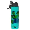 Metallic water bottle with safety lid, 850ml aluminum