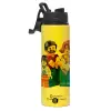 Metallic water bottle with safety lid, 850ml aluminum