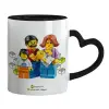 Mug heart black handle, ceramic, 330ml