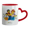 Mug heart red handle, ceramic, 330ml