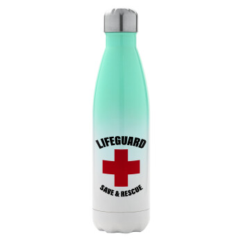 Lifeguard Save & Rescue, Μεταλλικό παγούρι θερμός Πράσινο/Λευκό (Stainless steel), διπλού τοιχώματος, 500ml