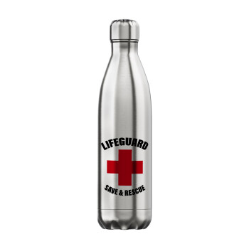Lifeguard Save & Rescue, Μεταλλικό παγούρι θερμός Inox (Stainless steel), διπλού τοιχώματος, 750ml