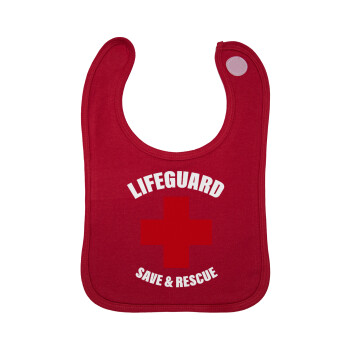 Lifeguard Save & Rescue, Σαλιάρα με Σκρατς Κόκκινη 100% Organic Cotton (0-18 months)