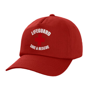 Lifeguard Save & Rescue, Adult Baseball Cap, 100% Cotton, Red (COTTON, ADULT, UNISEX, ONE SIZE)