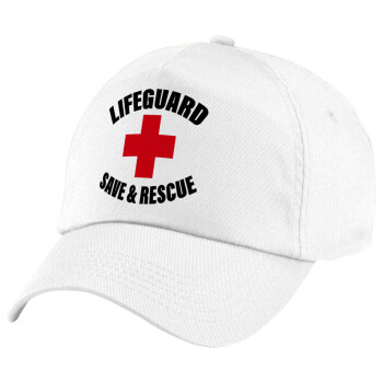 Lifeguard Save & Rescue, Καπέλο παιδικό Baseball, 100% Βαμβακερό Twill, Λευκό (ΒΑΜΒΑΚΕΡΟ, ΠΑΙΔΙΚΟ, UNISEX, ONE SIZE)