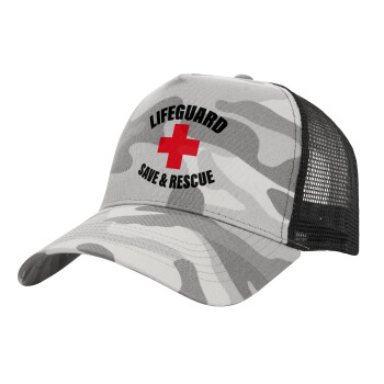 Lifeguard Save & Rescue, Καπέλο Ενηλίκων Structured Trucker, με Δίχτυ, (παραλλαγή) Army Camo (100% ΒΑΜΒΑΚΕΡΟ, ΕΝΗΛΙΚΩΝ, UNISEX, ONE SIZE)