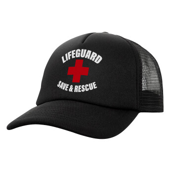 Lifeguard Save & Rescue, Καπέλο Ενηλίκων Soft Trucker με Δίχτυ Μαύρο (POLYESTER, ΕΝΗΛΙΚΩΝ, UNISEX, ONE SIZE)