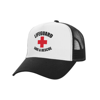 Lifeguard Save & Rescue, Καπέλο Ενηλίκων Structured Trucker, με Δίχτυ, ΛΕΥΚΟ/ΜΑΥΡΟ (100% ΒΑΜΒΑΚΕΡΟ, ΕΝΗΛΙΚΩΝ, UNISEX, ONE SIZE)