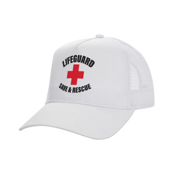 Lifeguard Save & Rescue, Καπέλο Ενηλίκων Structured Trucker, με Δίχτυ, ΛΕΥΚΟ (100% ΒΑΜΒΑΚΕΡΟ, ΕΝΗΛΙΚΩΝ, UNISEX, ONE SIZE)