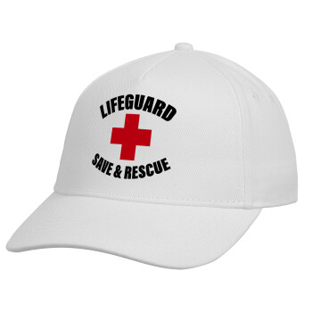 Lifeguard Save & Rescue, Καπέλο Ενηλίκων Baseball, Drill, Λευκό (100% ΒΑΜΒΑΚΕΡΟ, ΕΝΗΛΙΚΩΝ, UNISEX, ONE SIZE)