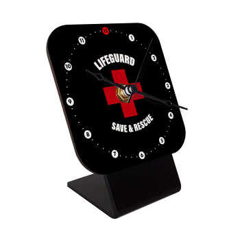Lifeguard Save & Rescue, Επιτραπέζιο ρολόι ξύλινο με δείκτες (10cm)