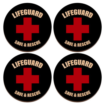 Lifeguard Save & Rescue, ΣΕΤ x4 Σουβέρ ξύλινα στρογγυλά plywood (9cm)