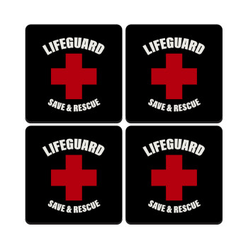 Lifeguard Save & Rescue, ΣΕΤ 4 Σουβέρ ξύλινα τετράγωνα