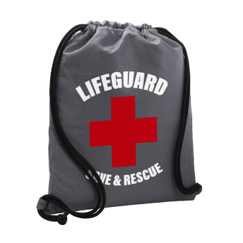 Lifeguard Save & Rescue, Backpack pouch GYMBAG GREY, with pocket (40x48cm) & thick cords