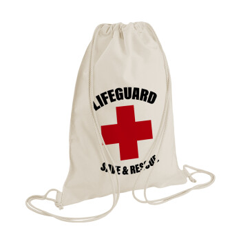 Lifeguard Save & Rescue, Backpack bag GYMBAG natural (28x40cm)