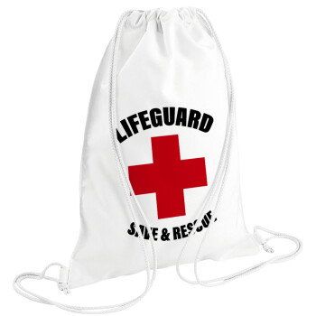 Lifeguard Save & Rescue, Τσάντα πλάτης πουγκί GYMBAG λευκή (28x40cm)