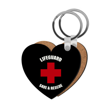 Lifeguard Save & Rescue, Μπρελόκ Ξύλινο καρδιά MDF