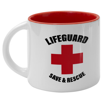 Lifeguard Save & Rescue, Κούπα κεραμική 400ml Λευκή/Κόκκινη