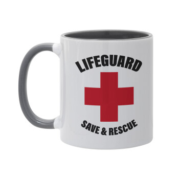 Lifeguard Save & Rescue, Mug colored grey, ceramic, 330ml