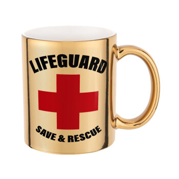 Lifeguard Save & Rescue, Κούπα κεραμική, χρυσή καθρέπτης, 330ml