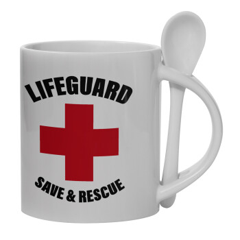 Lifeguard Save & Rescue, Κούπα, κεραμική με κουταλάκι, 330ml (1 τεμάχιο)