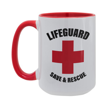 Lifeguard Save & Rescue, Κούπα Mega 15oz, κεραμική Κόκκινη, 450ml