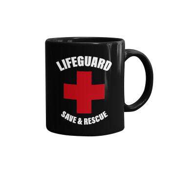 Lifeguard Save & Rescue, Κούπα Μαύρη, κεραμική, 330ml