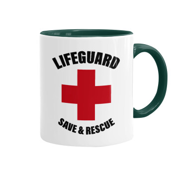 Lifeguard Save & Rescue, Mug colored green, ceramic, 330ml
