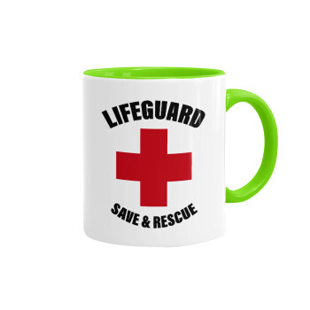 Lifeguard Save & Rescue, Mug colored light green, ceramic, 330ml