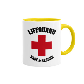 Lifeguard Save & Rescue, Κούπα χρωματιστή κίτρινη, κεραμική, 330ml