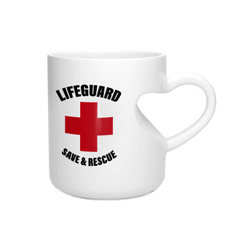 Lifeguard Save & Rescue, Κούπα καρδιά λευκή, κεραμική, 330ml