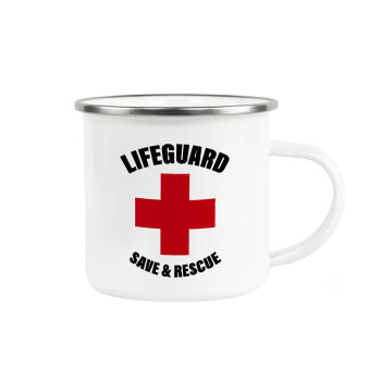 Lifeguard Save & Rescue, Metallic enamel cup white 360ml