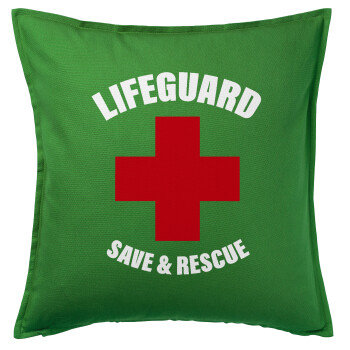 Lifeguard Save & Rescue, Μαξιλάρι καναπέ Πράσινο 100% βαμβάκι, περιέχεται το γέμισμα (50x50cm)