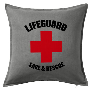 Lifeguard Save & Rescue, Μαξιλάρι καναπέ Γκρι 100% βαμβάκι, περιέχεται το γέμισμα (50x50cm)