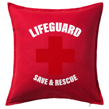 Lifeguard Save & Rescue, Μαξιλάρι καναπέ Κόκκινο 100% βαμβάκι, περιέχεται το γέμισμα (50x50cm)