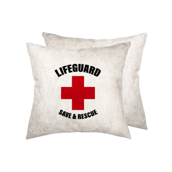 Lifeguard Save & Rescue, Μαξιλάρι καναπέ Δερματίνη Γκρι 40x40cm με γέμισμα