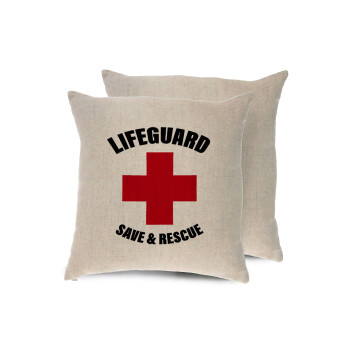 Lifeguard Save & Rescue, Μαξιλάρι καναπέ ΛΙΝΟ 40x40cm περιέχεται το  γέμισμα