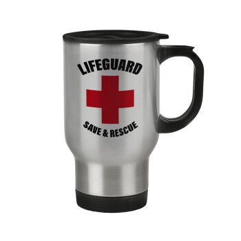 Lifeguard Save & Rescue, Κούπα ταξιδιού ανοξείδωτη με καπάκι, διπλού τοιχώματος (θερμό) 450ml