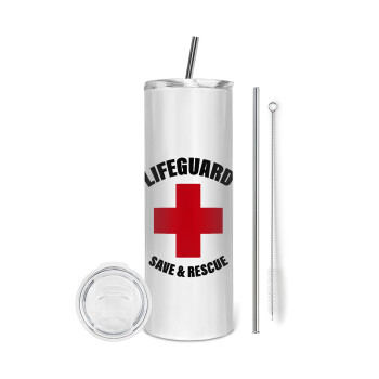 Lifeguard Save & Rescue, Tumbler stainless steel 600ml, with metal straw & cleaning brush