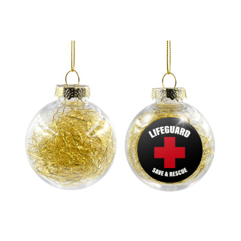 Lifeguard Save & Rescue, Χριστουγεννιάτικη μπάλα δένδρου διάφανη με χρυσό γέμισμα 8cm