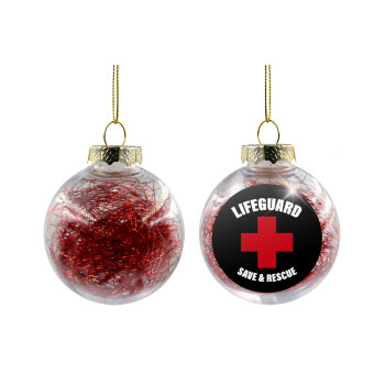 Lifeguard Save & Rescue, Χριστουγεννιάτικη μπάλα δένδρου διάφανη με κόκκινο γέμισμα 8cm