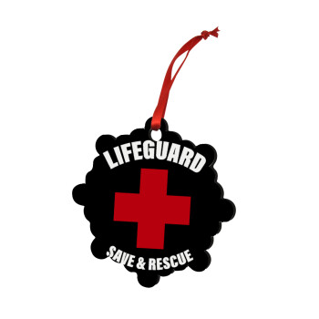 Lifeguard Save & Rescue, Χριστουγεννιάτικο στολίδι snowflake ξύλινο 7.5cm