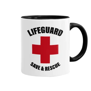 Lifeguard Save & Rescue, Mug colored black, ceramic, 330ml