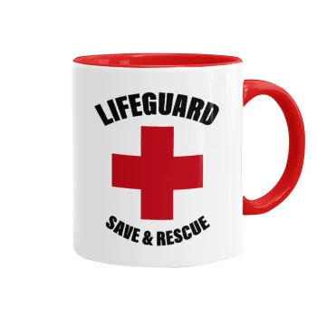 Lifeguard Save & Rescue, Κούπα χρωματιστή κόκκινη, κεραμική, 330ml
