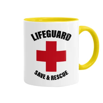 Lifeguard Save & Rescue, Mug colored yellow, ceramic, 330ml